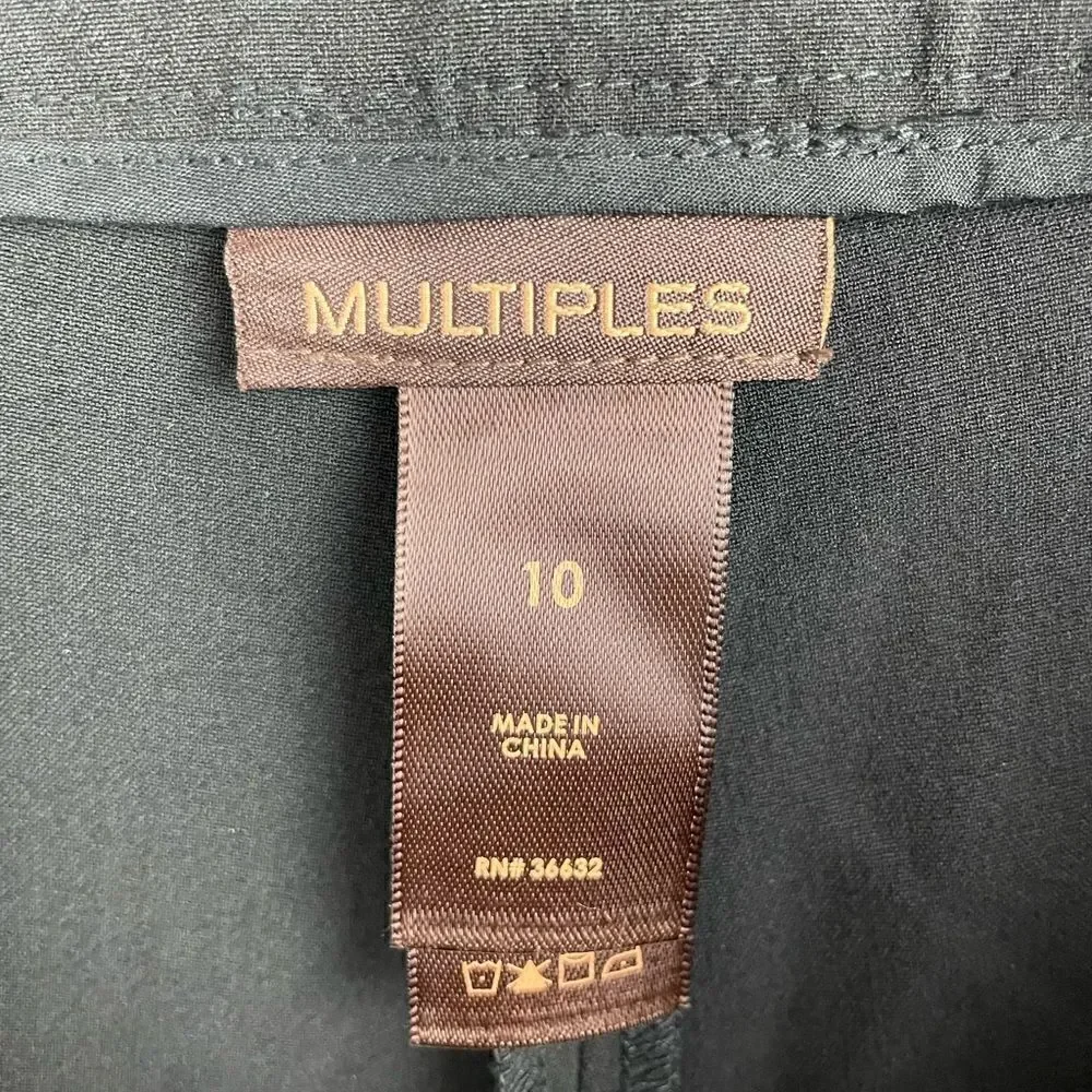 Multiples Black and White Stitched Slack Pants Size 10 EUC